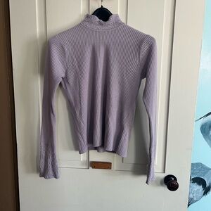 Norton McNaughton Lavender Ribbed Long Sleeve Top